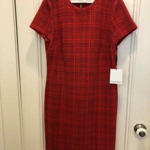 Calvin Klein Red Plaid Women's Dress